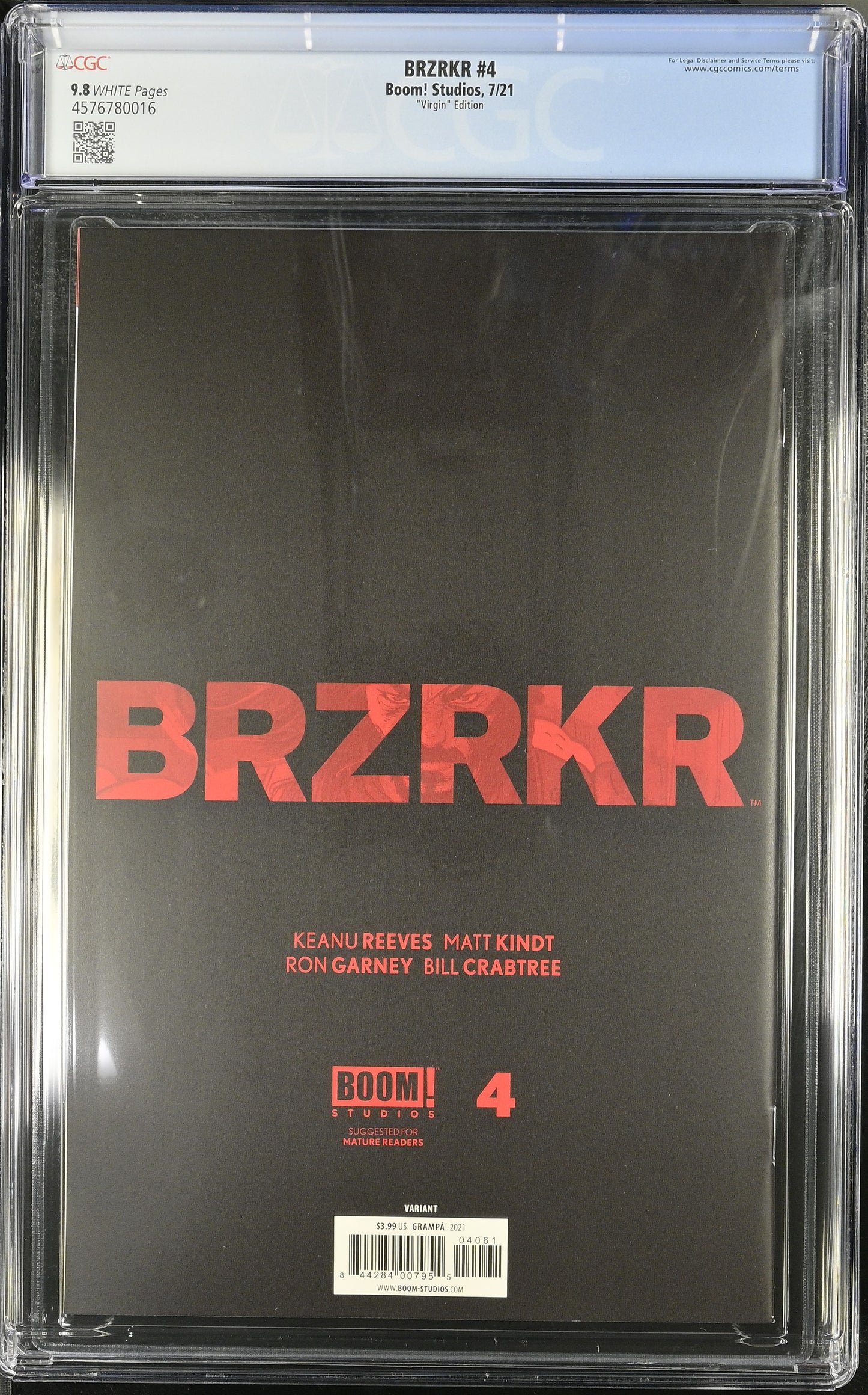 BRZRKR #4 Grampa Virgin CGC 9.8