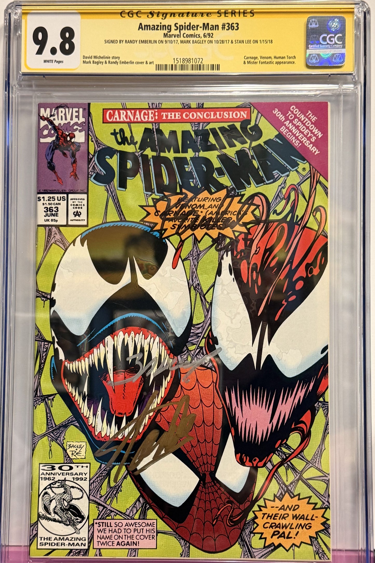 9.8 Signed Amazing Spider-Man #363 6/92