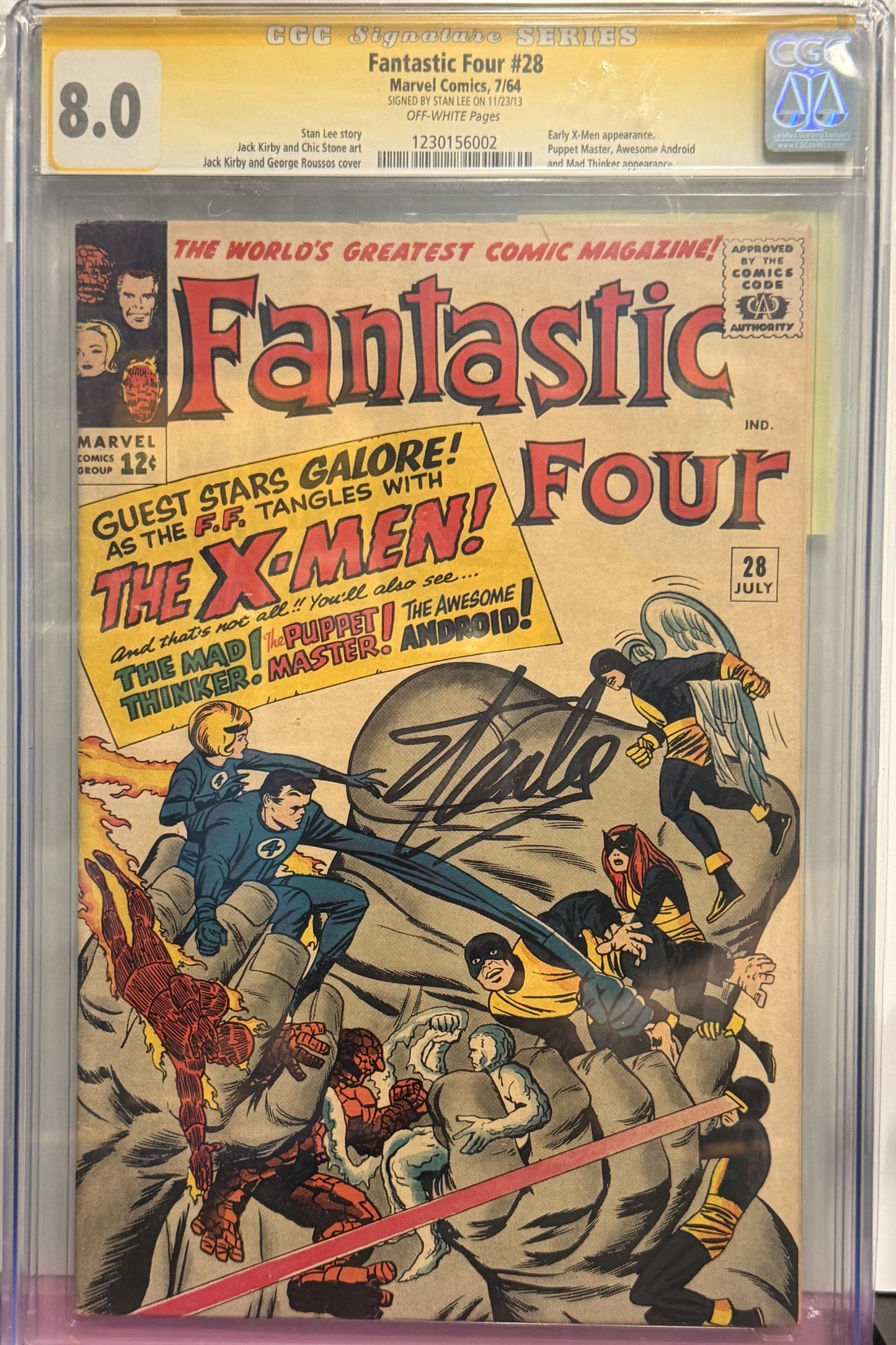 8.0 Signed Fantastic Four #28 7/64 Stan Lee Sig
