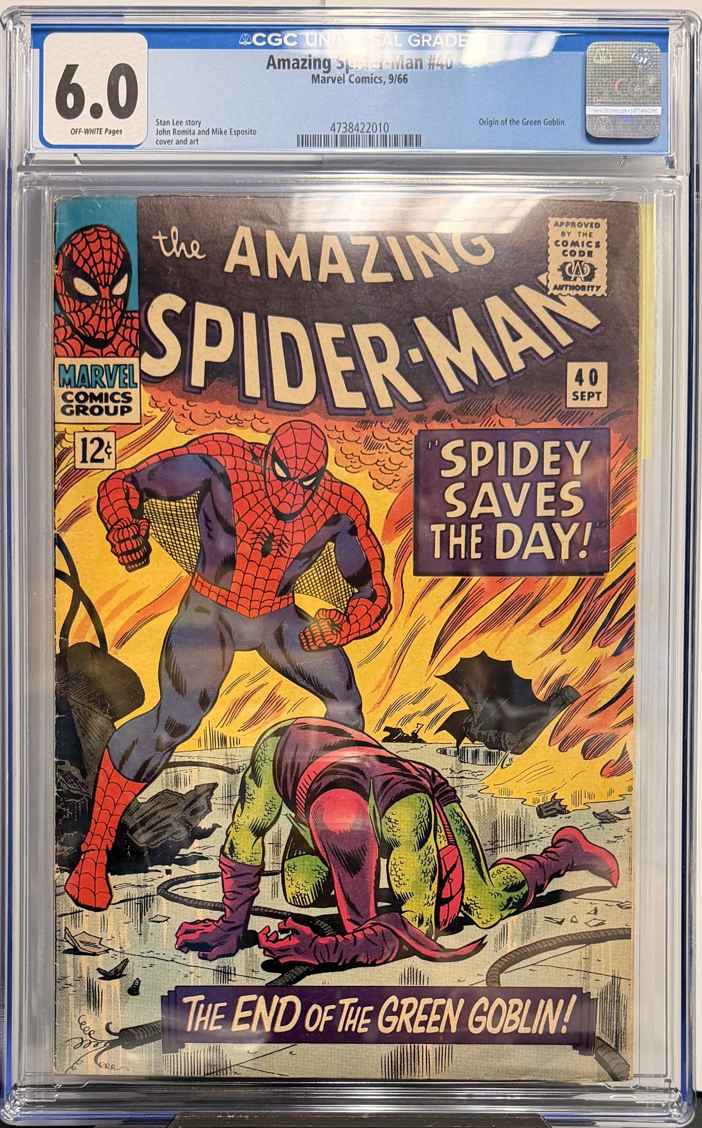 6.0 CGC Amazing Spider-Man #40 9/66