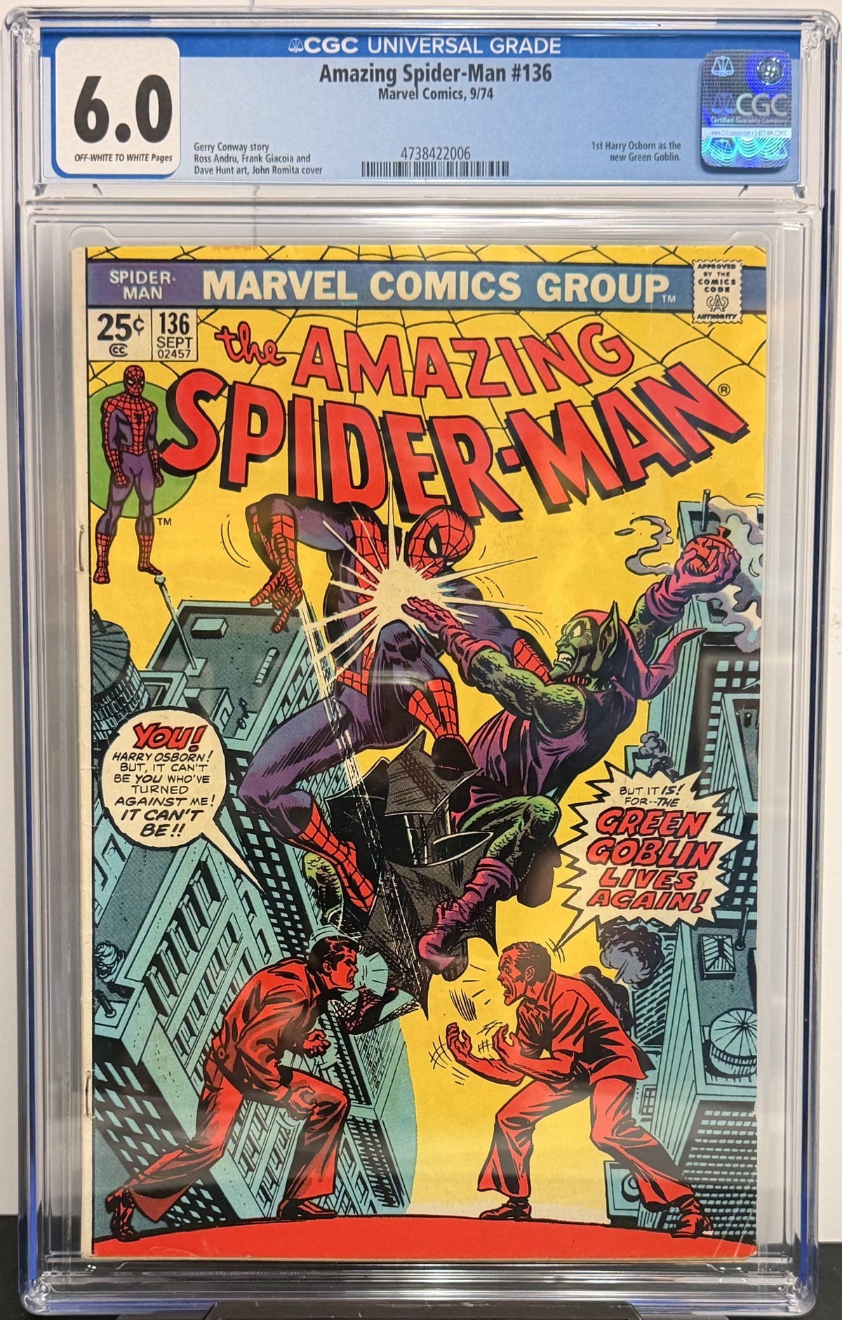 6.0 CGC Amazing Spider-Man #136 9/74