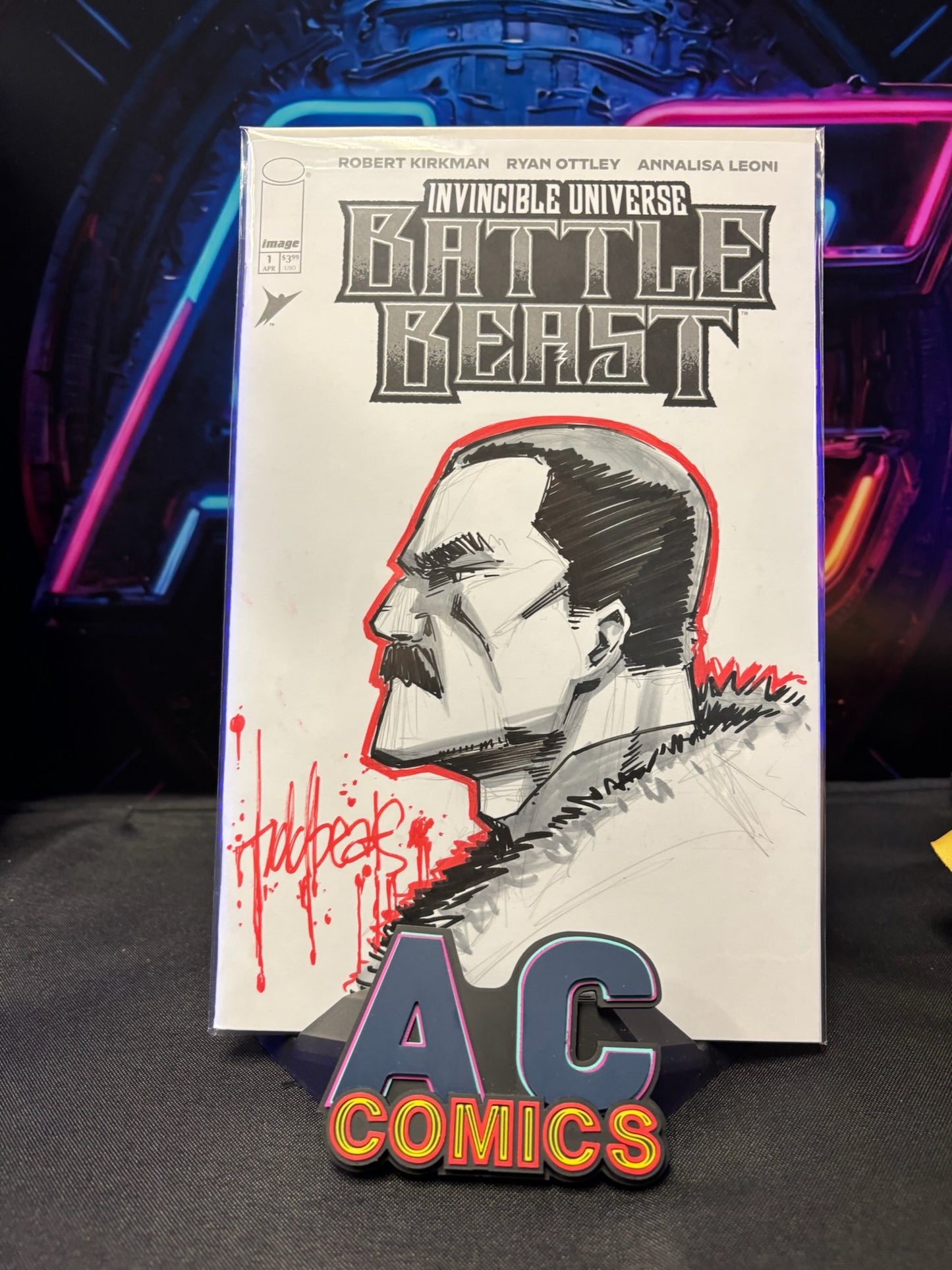 Todd Beats Custom Sketch on a Battle Beast Blank Cover