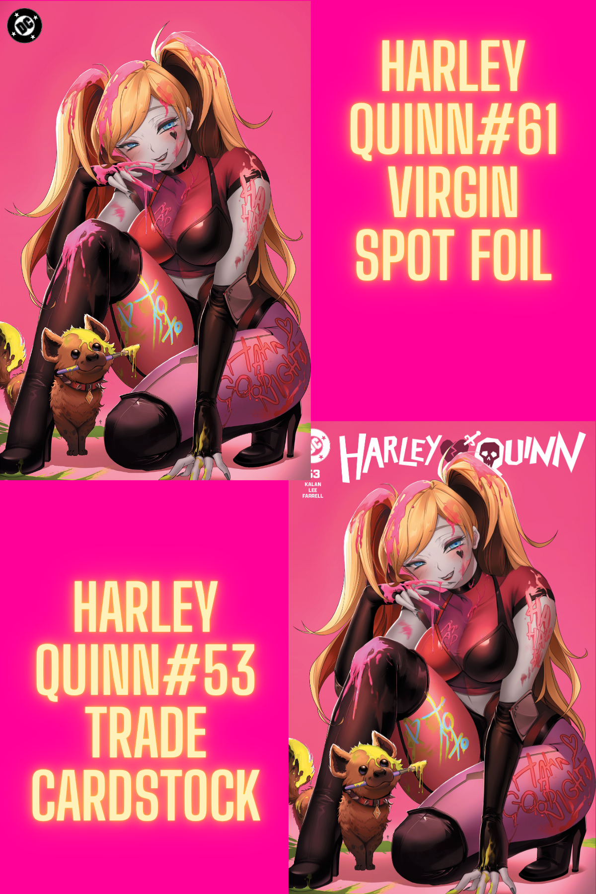HARLEY QUINN #61 VIRGIN FOIL BUNDLE DEAL WITH HARLEY QUINN 53 CARDSTOCK