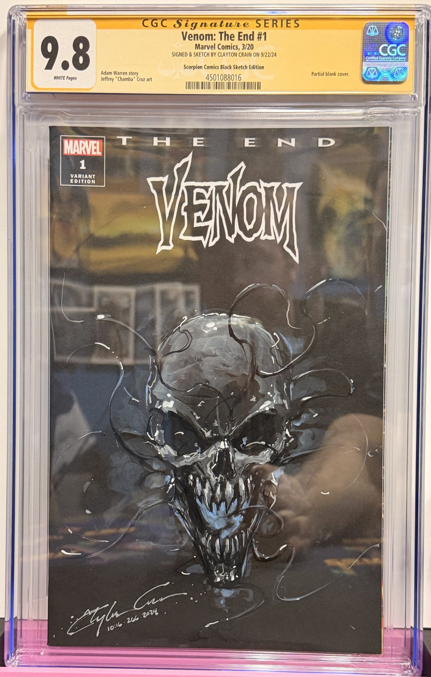 9.8 Venom: The End #1 Crain Full Sketch Signed