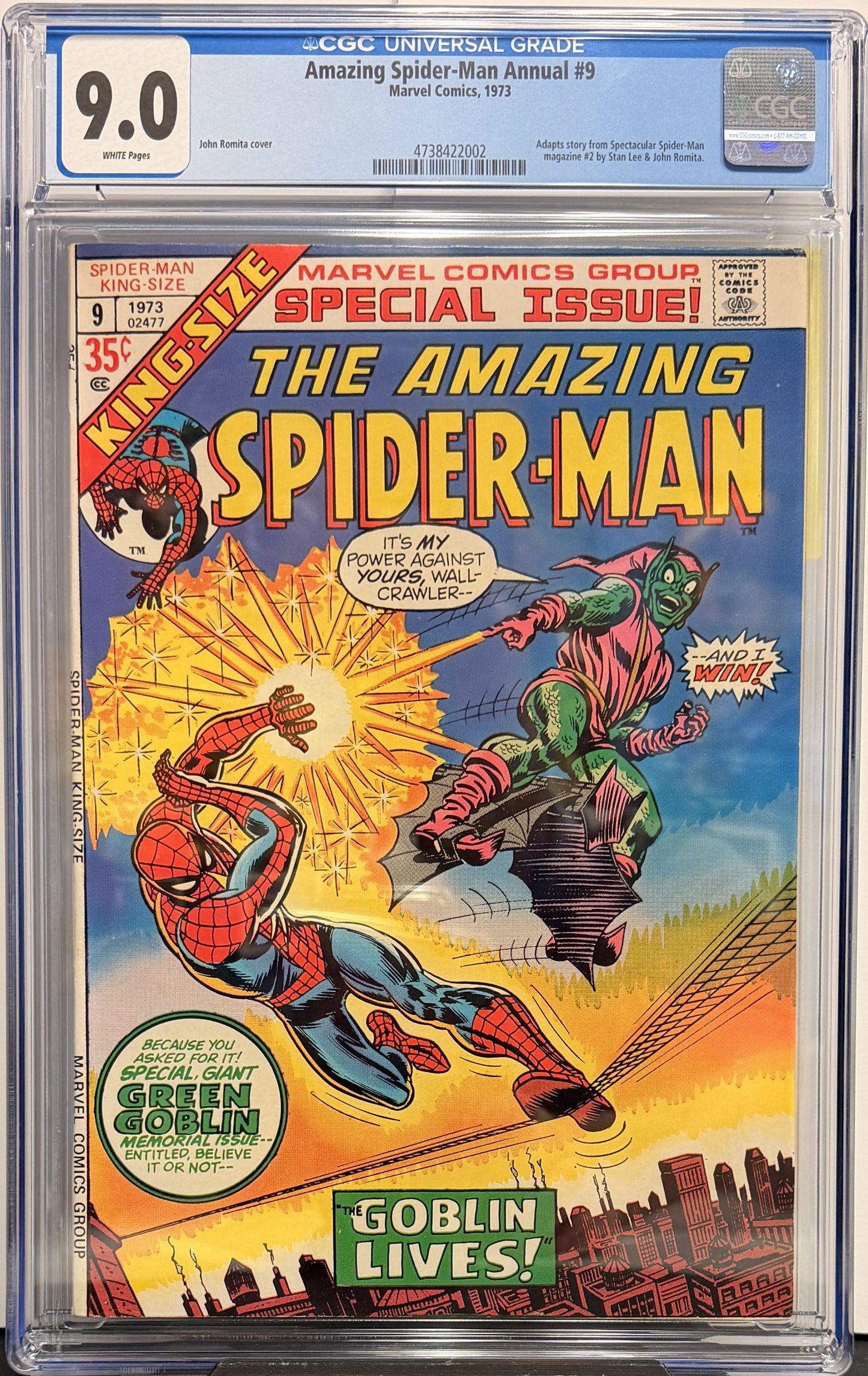 9.0 CGC Amazing Spider-Man Annual #9 1973