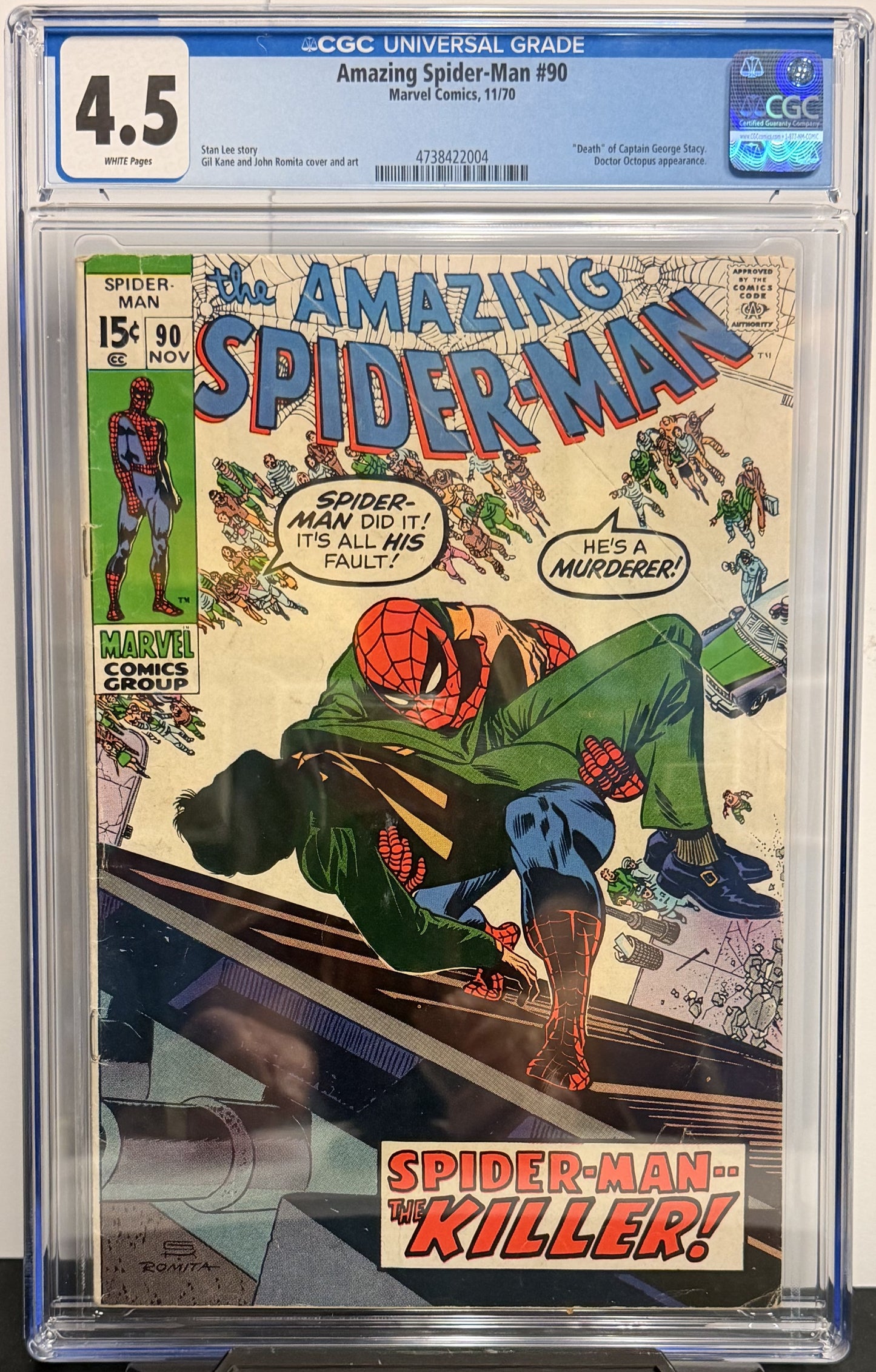 4.5 CGC Amazing Spider-Man #90 11/70