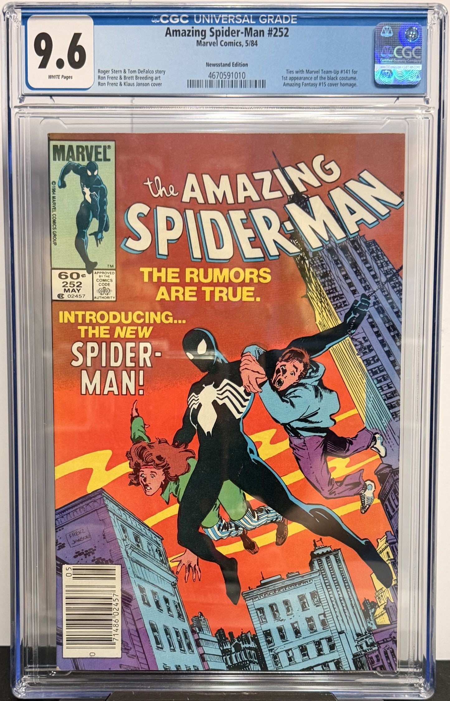 9.6 CGC Amazing Spider-Man #252 5/84 Newsstand