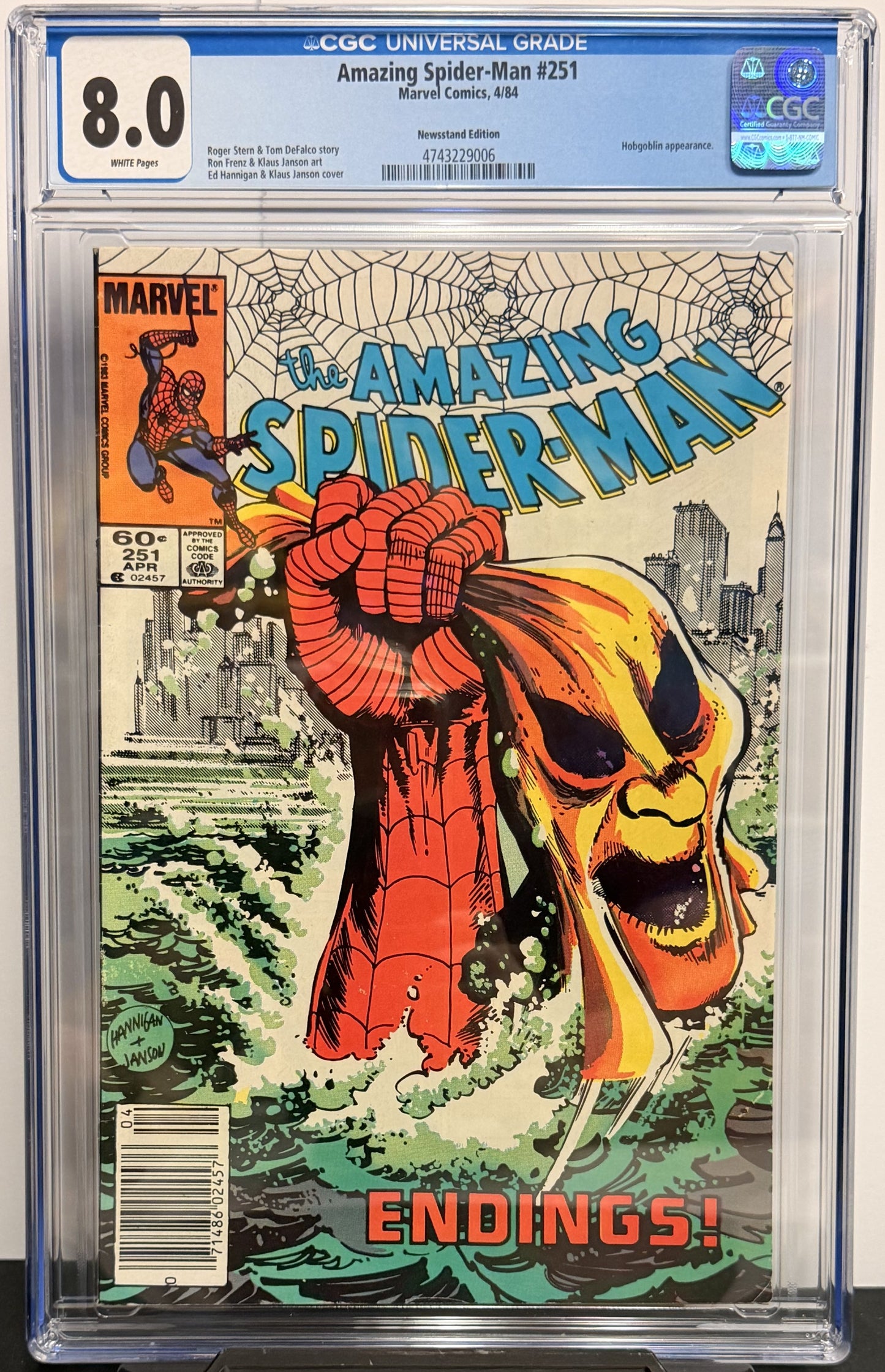 8.0 CGC Amazing Spider-Man #251 4/84 Newsstand