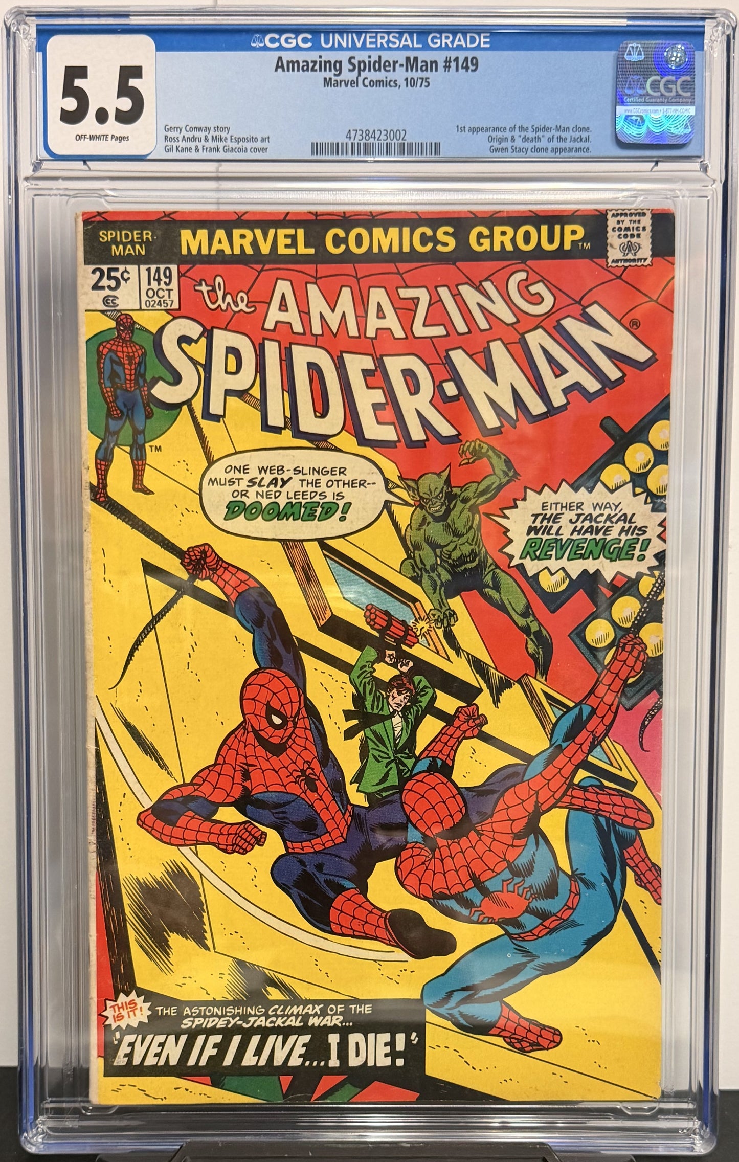 5.5 CGC Amazing Spider-Man #149 10/75 Key Issue (Copy)