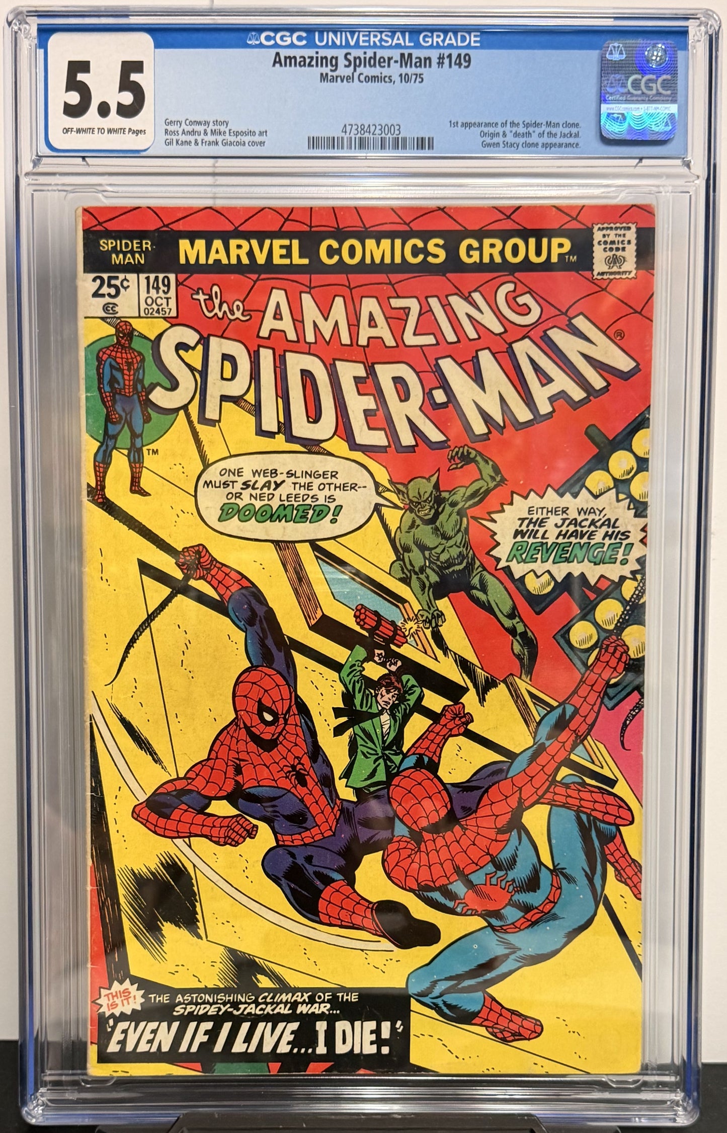 5.5 CGC Amazing Spider-Man #149 10/75 Key Issue