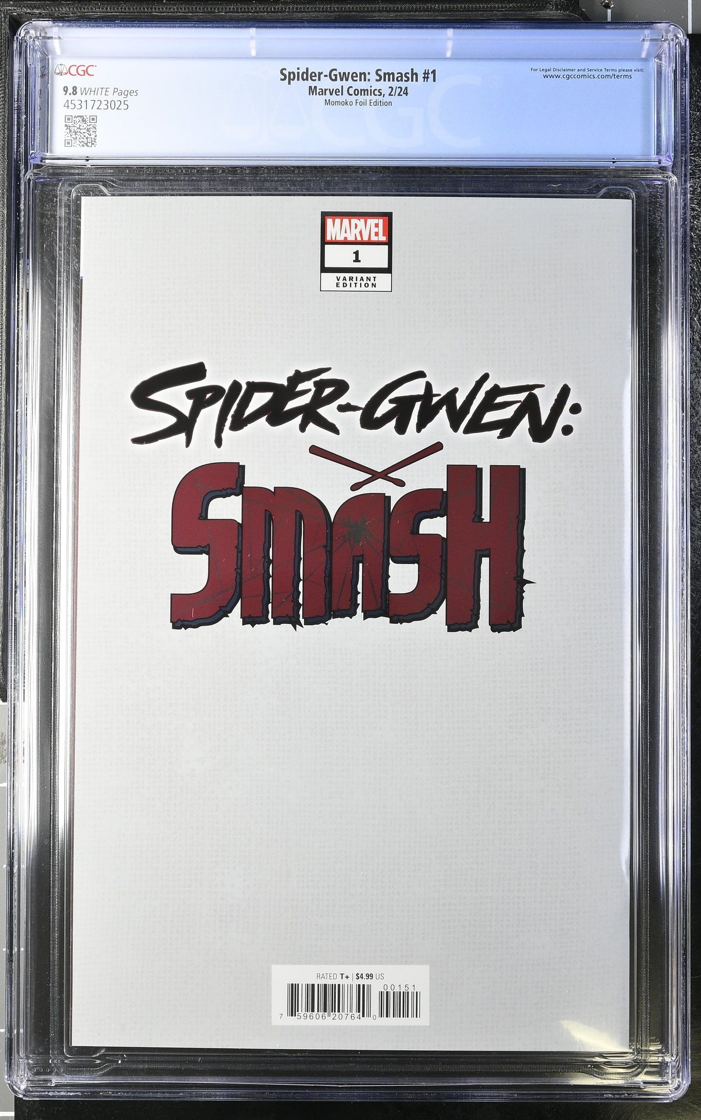 Spider Gwen Smash #1 Peach Momoko Foil edition CGC 9.8