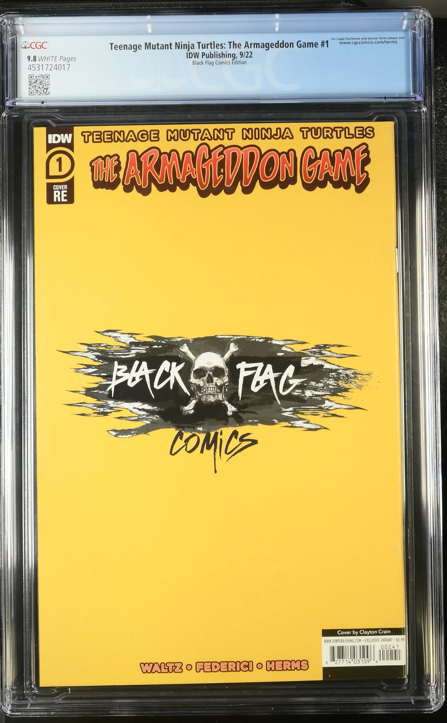 غلاف لعبة TMNT The Armageddon رقم 1 من CGC 9.8 Crain